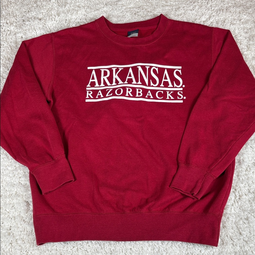 Arkansas Razorbacks MV Sports Red  Crewneck Sweatshirt. Red/White, Size Large